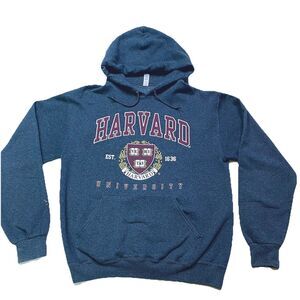 Harvard University Charcoal Gray Crimson Long Sleeve Hoodie Unisex Medium